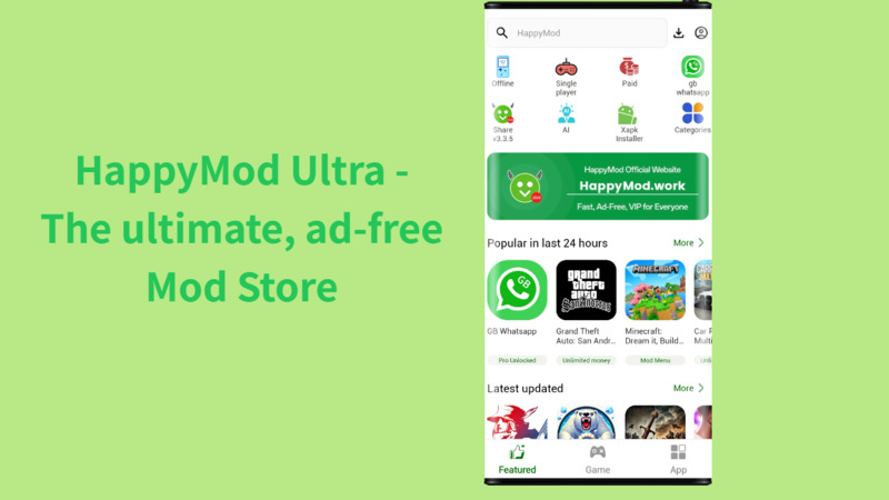 HappyMod Ultra featured app home screen