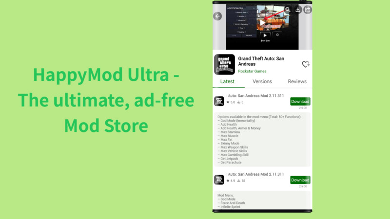 HappyMod Ultra mod detail and download button